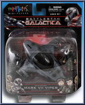 Battle Damaged Mark VII Viper (with Starbuck) from Battlestar Galactica - Minimates - Mini-Flyers manufactured by Diamond Select [Front]