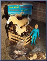 Jane West, Corral, Thunderbolt, Thundercolt from Best of the West - Johnny West - Combos manufactured by Marx [Loose]