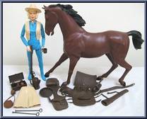 Jane West & Flame (Bay & Palomino) from Best of the West - Johnny West - Combos manufactured by Marx [Loose]