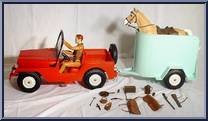 Ranch Set: Johnny, Jeep & Trailer, Thunderbolt from Best of the West - Johnny West - Combos manufactured by Marx [Loose]