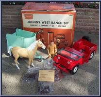 Ranch Set: Johnny, Jeep & Trailer, Thunderbolt from Best of the West - Johnny West - Combos manufactured by Marx [Loose]