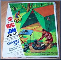 Campin' Tent (Orange, Green) from Big Jim - Adventure Accessory Set manufactured by Mattel [Front]