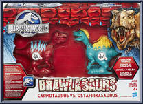 Carnotaurus vs Ostafrikasaurus from Jurassic World - Brawlasaurs manufactured by Hasbro [Front]