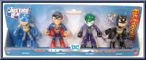 Batman (Blue) / Superman / Joker / Batman (Black) from Justice League - Flextreme manufactured by Mattel [Front]