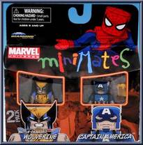 Battle-Damaged Wolverine / Captain America from Marvel Minimates - Toys R Us 2-Packs - Wave  6 manufactured by Diamond Select [Front]