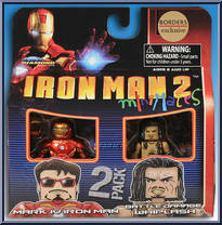 Mark IV Iron Man (Sunglasses) / Battle Damage Whiplash (Borders) from Marvel Minimates - Exclusives manufactured by Diamond Select [Front]