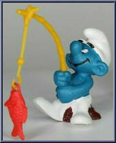 Angler Fishing (Yellow Pole) from Smurfs - Super Smurfs manufactured by Peyo [Loose]