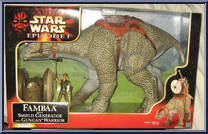 Fambaa with Shield Generator and Gungan Warrior from Star Wars - Phantom Menace - Beast Pack manufactured by Hasbro [Front]