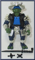 Shogun Leo (Silver Armor with Card) from Teenage Mutant Ninja Turtles - Shogun Turtles manufactured by Playmates [Loose]