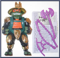 Shogun Mike (Gold Armor with Card) from Teenage Mutant Ninja Turtles - Shogun Turtles manufactured by Playmates [Loose]