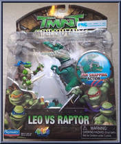 Leo vs Raptor from Teenage Mutant Ninja Turtles - 2007 Movie - Mini Mutants manufactured by Playmates [Front]