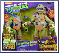 Leonardo & Donatello from Teenage Mutant Ninja Turtles - Nickelodeon - Interactive Talking manufactured by Playmates [Front]
