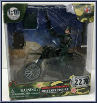 Military Figure (Soldier on Motorcycle) from World Peacekeepers - Basic Series manufactured by M&C Toy Centre [Front]