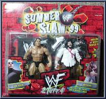 Rock vs. Mankind from WWF Summer Slam 99 - 2 Tuff 4 manufactured by Jakks Pacific [Front]