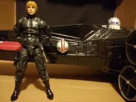 6 inch Black suited LUKE SKYWALKER w X WING FIGHTER (Star Wars) Custom Action Figure