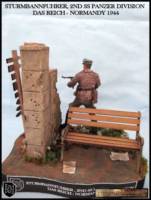Sturmbannfuhrer (Major) 2nd SS Panzer Division Das Reich and Park Wall display (One:12 Collective) Custom Diorama / Playset