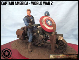 Captain America on Harley WW2 (Captain America) Custom Diorama / Playset