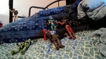 Classic Doom marine (With helmet and shotgun) (Doom) Custom Action Figure [Doomguy fights the demons while drake tries to get his attention.]