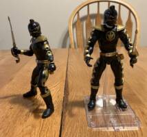 Black Dino Thunder Ranger Super Mode (Power Rangers) Custom Action Figure [Base Form and Super Dino Mode side by side]