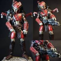 Fettator 2.0 (Concept) 1:18 Scale - Red Mandalorian Yautja (Predator) Custom Action Figure
