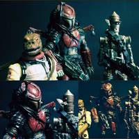 Fettator 2.0 (Concept) 1:18 Scale - Red Mandalorian Yautja (Predator) Custom Action Figure