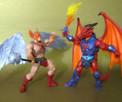 Hawkman & Hawkgirl (MOTU Redesign) (Masters of the Universe) Custom Action Figure [Hawkman vs. Draego-Man]