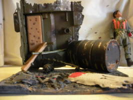 Vintage GI Joe Pilot on Mini-Diorama Wrecked Airfield (G.I. Joe) Custom Diorama / Playset [Wrecked Airfield Diorama Detail 2]