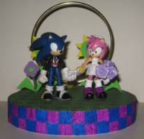 Modern Sonic and Amy wedding cake topper (Sonic) Custom Diorama / Playset