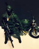 Snake Eyes & Bike ( Army Green) (G.I. Joe) Custom Action Figure