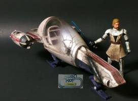 3.75" Clone Wars Battle Damaged Freeco Speeder & Obi Wan (Star Wars) Custom Vehicle