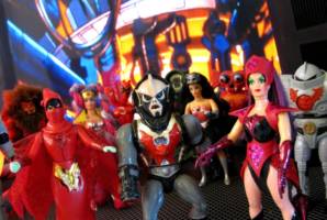 Scorpia (red, pink & black Princess of Power style) (She-Ra) Custom Action Figure [This is a picture I took of Scorpia with some of the other Horde members for a video I made for my 'Gary Anderson's Custom Figures' facebook page.]